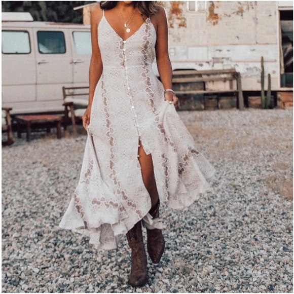 BellanBlue Dresses & Skirts - Boho Snake Skin Print button up Cami Maxi Dress
